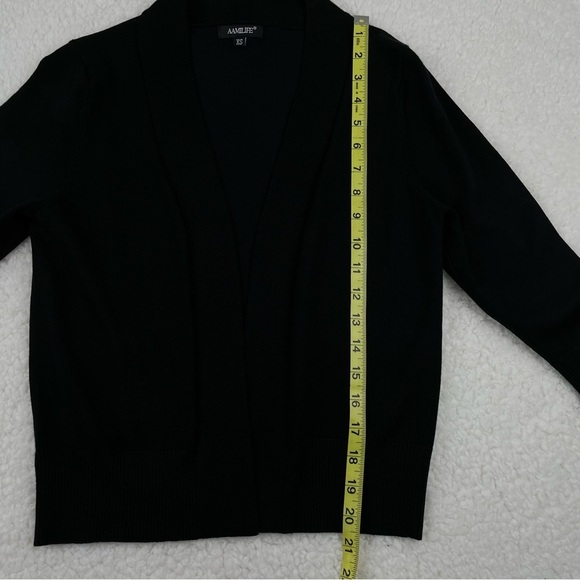 Women's 3/4 Sleeve Cropped Cardigans Sweater Open front Short Shrugs XS - Picture 5 of 9